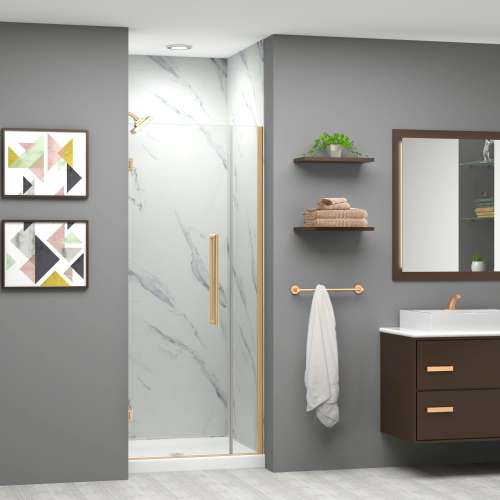 Transolid EHTB32267610C-T-CB Elizabeth 32-in W x 76-in H Hinged Shower Door in Champagne Bronze with Clear Glass