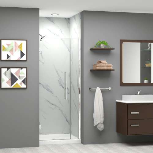 Transolid EHTB32267610C-T-PC Elizabeth 32-in W x 76-in H Hinged Shower Door in Polished Chrome with Clear Glass