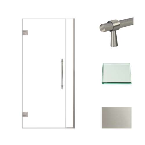 Transolid EHTB35297610C-BK-BS Elizabeth 35-in W x 76-in H Hinged Shower Door in Brushed Stainless with Clear Glass