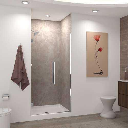 Transolid EHTB37257610C-T-PC Elizabeth 37-in W x 76-in H Hinged Shower Door in Polished Chrome with Clear Glass
