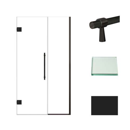 Transolid EHTB44267610C-BK-MB Elizabeth 44-in W x 76-in H Hinged Shower Door in Matte Black with Clear Glass