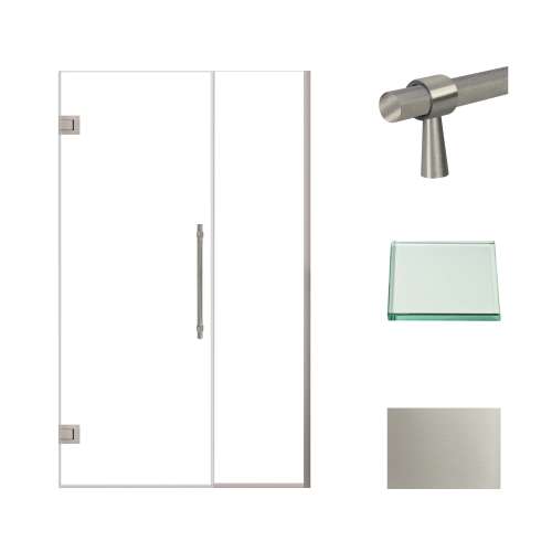Transolid EHTB455277610C-BK-BS Elizabeth 45.5-in W x 76-in H Hinged Shower Door in Brushed Stainless with Clear Glass