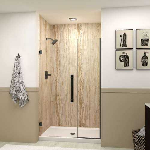 Transolid EHTB465287610C-BK-MB Elizabeth 46.5-in W x 76-in H Hinged Shower Door in Matte Black with Clear Glass