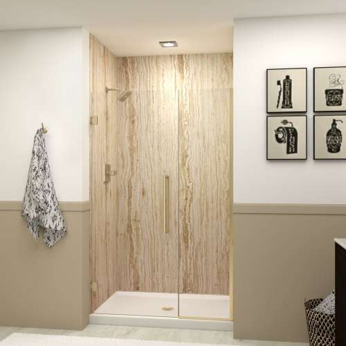 Transolid EHTB465287610C-T-CB Elizabeth 46.5-in W x 76-in H Hinged Shower Door in Champagne Bronze with Clear Glass