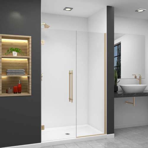 Transolid EHTB485247610C-BK-CB Elizabeth 48.5-in W x 76-in H Hinged Shower Door in Champagne Bronze with Clear Glass