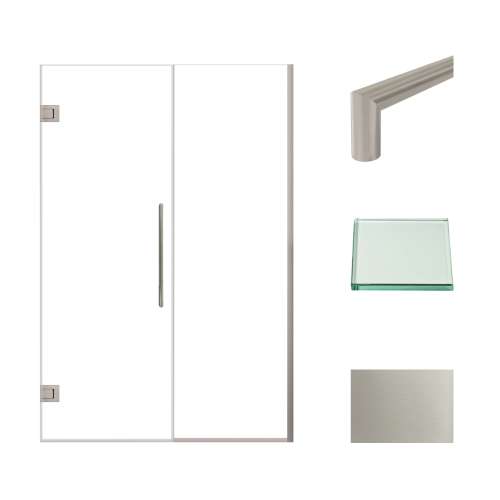 Transolid EHTB50267610C-T-BS Elizabeth 50-in W x 76-in H Hinged Shower Door in Brushed Stainless with Clear Glass