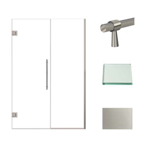 Transolid EHTB51277610C-BK-BS Elizabeth 51-in W x 76-in H Hinged Shower Door in Brushed Stainless with Clear Glass