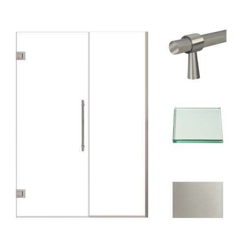 Transolid EHTB54307610C-BK-BS Elizabeth 54-in W x 76-in H Hinged Shower Door in Brushed Stainless with Clear Glass