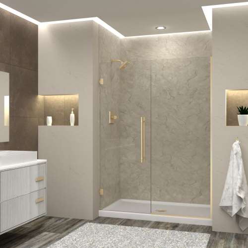 Transolid EHTB55257610C-BK-CB Elizabeth 55-in W x 76-in H Hinged Shower Door in Champagne Bronze with Clear Glass
