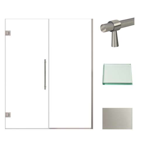 Transolid EHTB59297610C-BK-BS Elizabeth 59-in W x 76-in H Hinged Shower Door in Brushed Stainless with Clear Glass