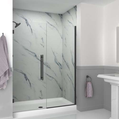 Transolid EHTB605307610C-BK-MB Elizabeth 60.5-in W x 76-in H Hinged Shower Door in Matte Black with Clear Glass