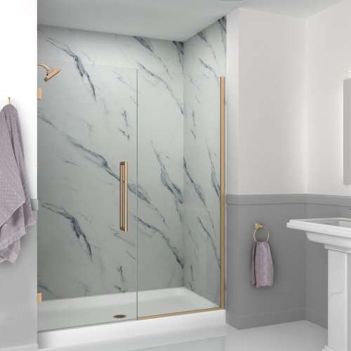 Transolid EHTB605307610C-T-CB Elizabeth 60.5-in W x 76-in H Hinged Shower Door in Champagne Bronze with Clear Glass
