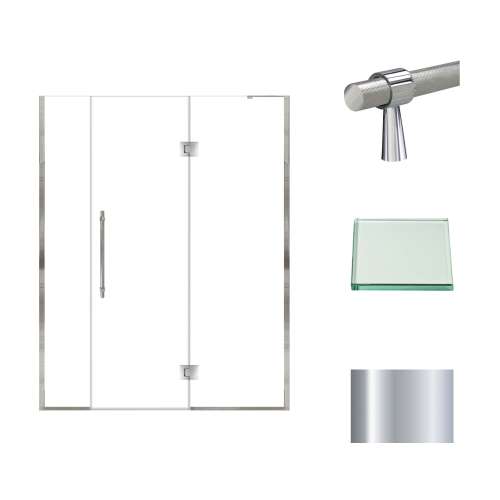 Transolid EHTF615257610C-BK-PC Elizabeth 61.5-in W x 76-in H Hinged Shower Door in Polished Chrome with Clear Glass