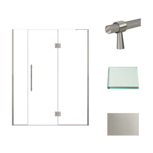 Transolid EHTF625267610C-BK-BS Elizabeth 62.5-in W x 76-in H Hinged Shower Door in Brushed Stainless with Clear Glass