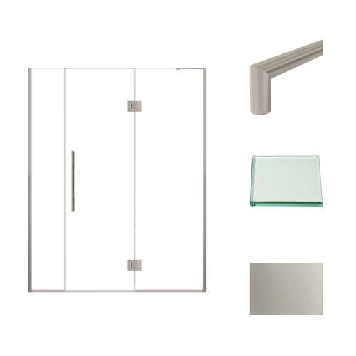 Transolid EHTF625267610C-T-BS Elizabeth 62.5-in W x 76-in H Hinged Shower Door in Brushed Stainless with Clear Glass