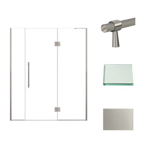Transolid EHTF64287610C-BK-BS Elizabeth 64-in W x 76-in H Hinged Shower Door in Brushed Stainless with Clear Glass