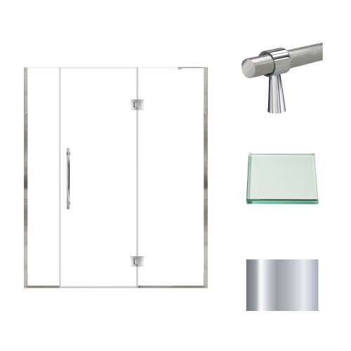 Transolid EHTF64287610C-BK-PC Elizabeth 64-in W x 76-in H Hinged Shower Door in Polished Chrome with Clear Glass