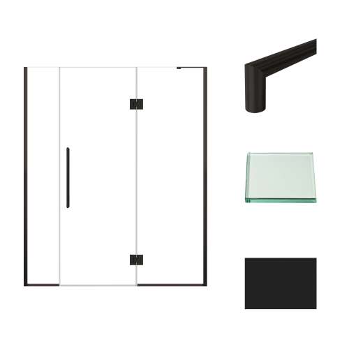 Transolid EHTF64287610C-T-MB Elizabeth 64-in W x 76-in H Hinged Shower Door in Matte Black with Clear Glass