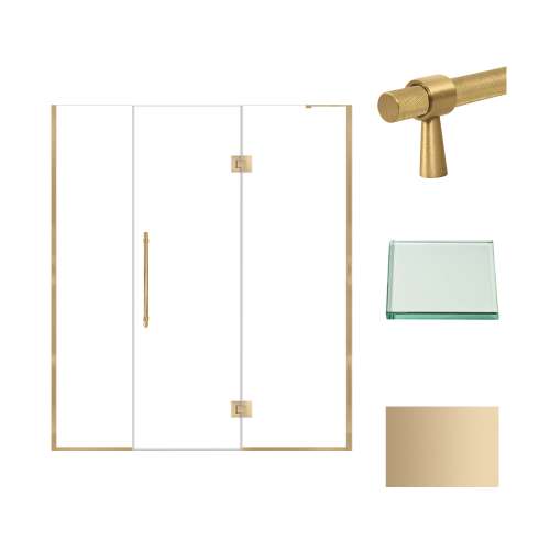 Transolid EHTF67257610C-BK-CB Elizabeth 67-in W x 76-in H Hinged Shower Door in Champagne Bronze with Clear Glass