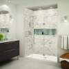 Transolid EHTF675257610C-T-BS Elizabeth 67.5-in W x 76-in H Hinged Shower Door in Brushed Stainless with Clear Glass