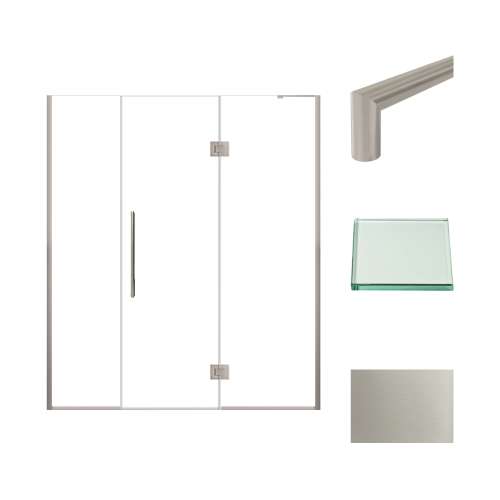 Transolid EHTF675257610C-T-BS Elizabeth 67.5-in W x 76-in H Hinged Shower Door in Brushed Stainless with Clear Glass