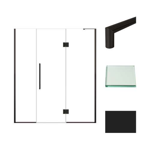 Transolid EHTF685267610C-T-MB Elizabeth 68.5-in W x 76-in H Hinged Shower Door in Matte Black with Clear Glass