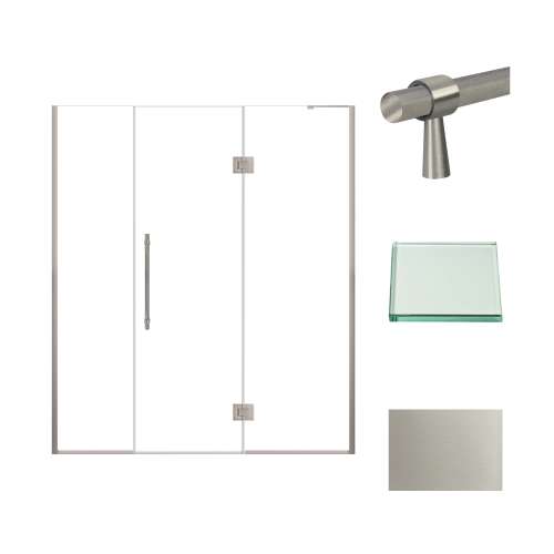 Transolid EHTF69277610C-BK-BS Elizabeth 69-in W x 76-in H Hinged Shower Door in Brushed Stainless with Clear Glass