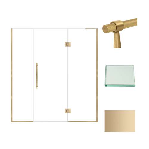 Transolid EHTF71297610C-BK-CB Elizabeth 71-in W x 76-in H Hinged Shower Door in Champagne Bronze with Clear Glass