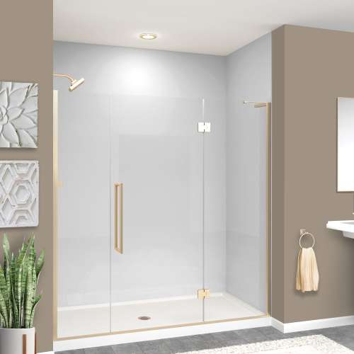 Transolid EHTF715297610C-T-CB Elizabeth 71.5-in W x 76-in H Hinged Shower Door in Champagne Bronze with Clear Glass