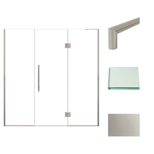 Transolid EHTF72247610C-T-BS Elizabeth 72-in W x 76-in H Hinged Shower Door in Brushed Stainless with Clear Glass