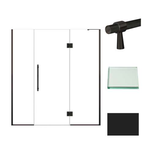 Transolid EHTF72307610C-BK-MB Elizabeth 72-in W x 76-in H Hinged Shower Door in Matte Black with Clear Glass