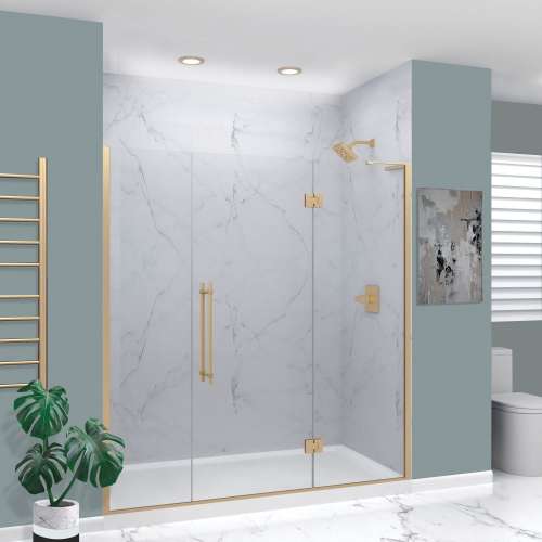 Transolid EHTF725247610C-BK-CB Elizabeth 72.5-in W x 76-in H Hinged Shower Door in Champagne Bronze with Clear Glass