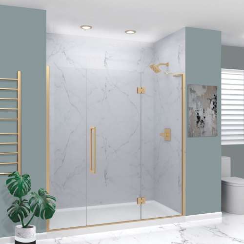Transolid EHTF745267610C-T-CB Elizabeth 74.5-in W x 76-in H Hinged Shower Door in Champagne Bronze with Clear Glass