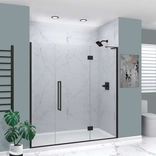 Transolid EHTF745267610C-T-MB Elizabeth 74.5-in W x 76-in H Hinged Shower Door in Matte Black with Clear Glass