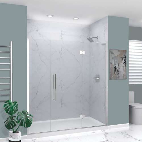 Transolid EHTF745267610C-T-PC Elizabeth 74.5-in W x 76-in H Hinged Shower Door in Polished Chrome with Clear Glass