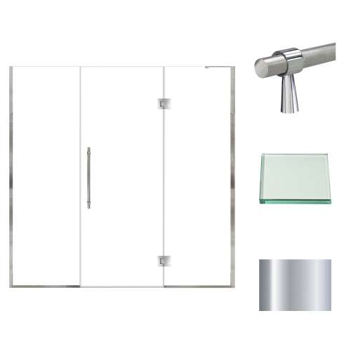 Transolid EHTF75277610C-BK-PC Elizabeth 75-in W x 76-in H Hinged Shower Door in Polished Chrome with Clear Glass