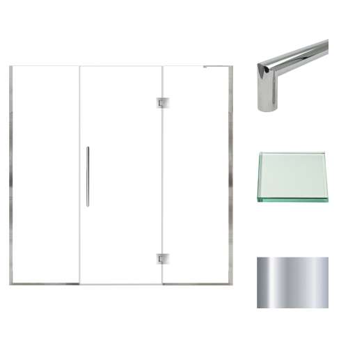 Transolid EHTF75277610C-T-PC Elizabeth 75-in W x 76-in H Hinged Shower Door in Polished Chrome with Clear Glass