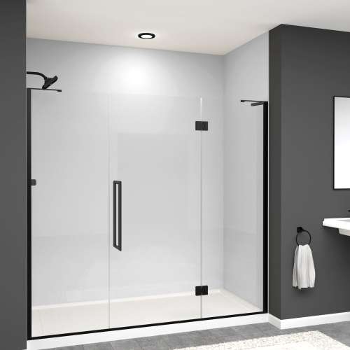 Transolid EHTF775297610C-T-MB Elizabeth 77.5-in W x 76-in H Hinged Shower Door in Matte Black with Clear Glass