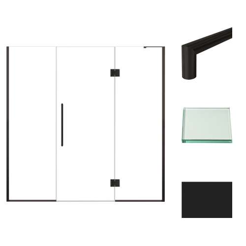 Transolid EHTF775297610C-T-MB Elizabeth 77.5-in W x 76-in H Hinged Shower Door in Matte Black with Clear Glass
