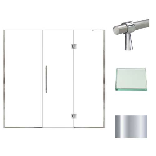 Transolid EHTF78247610C-BK-PC Elizabeth 78-in W x 76-in H Hinged Shower Door in Polished Chrome with Clear Glass