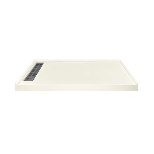 Transolid FSC6030L-02 60-in x 30-in Cast Solid Surface Shower Base With Left Hand Drain, Cameo
