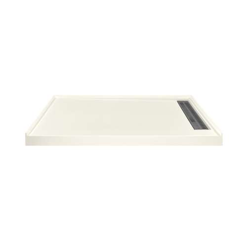 Transolid FSC6030R-02 60-in x 30-in Cast Solid Surface Shower Base With Right Hand Drain, Cameo