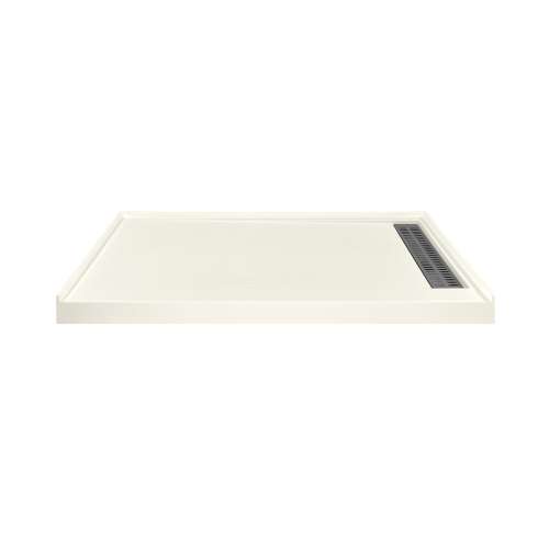 Transolid FSC6032R-02 60-in x 32-in Cast Solid Surface Shower Base With Right Hand Drain, Cameo