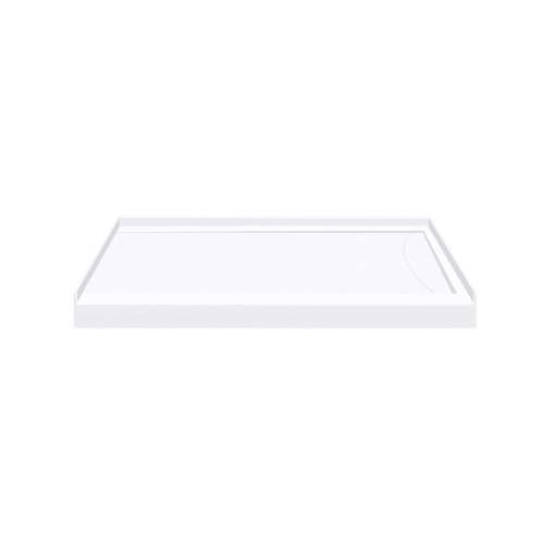 Transolid FSL4834R-01 48-in x 34-in Cast Solid Surface Low Profile Shower Base with Linear Concealed Right Hand Drain, White 