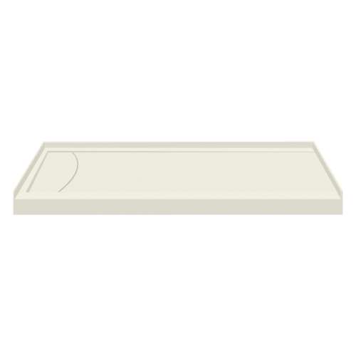 Transolid FSLB6032L-02 60-in x 32-in Cast Solid Surface Low Profile Tub Replacement Shower Base with Linear Concealed Left Hand Drain, Cameo 