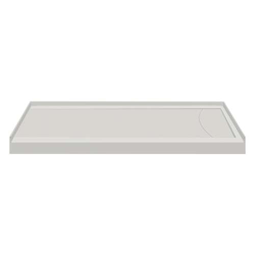 Transolid FSLB6032R-87 60-in x 32-in Cast Solid Surface Low Profile Tub Replacement Shower Base with Linear Concealed Right Hand Drain, Concrete 