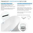 Transolid KF-AFTS6731-G31BN Skylar Grande 67-in x 31-in x 27-in Freestanding Acrylic Bathtub Kit With Center Drain, Bath Pillow And Brushed Nickel Tub Filler, White (Gloss)