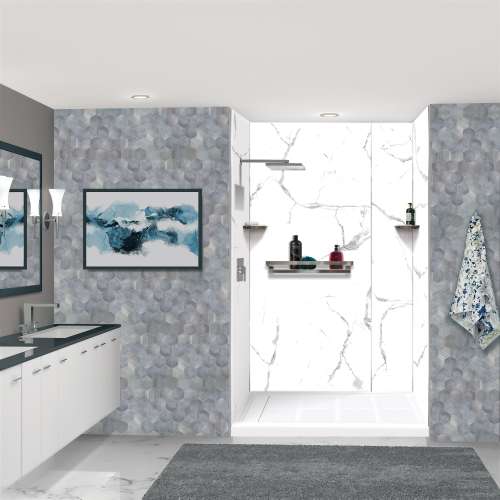 Transolid K-J30-SSC-BS Transolid K-J30-SSC-BS Jocelyn Grab Bar Shelf and Corner Shower Shelf Kit; Brushed Stainless