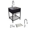 Transolid TFH-2522-MB 25-in. Stainless Steel Laundry Sink with Wash Stand in Matte Black