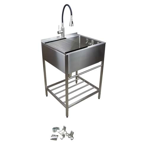 Transolid 25-in. Stainless Steel Laundry Sink with Wash Stand TFH-2522-SS-M